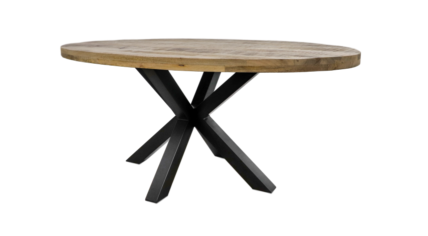 Ovale eettafel Portland - 240x120 cm - mangohout/ijzer