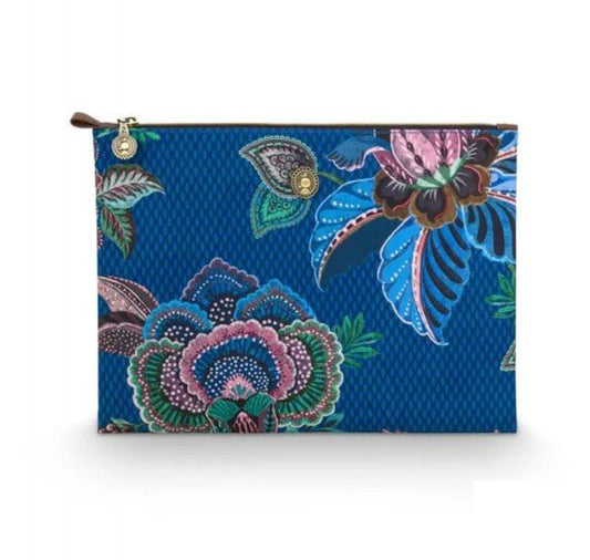 Pip Studio Toilettas Etui Flat Large Cece Fiore blauw 30x22x1cm - Julien Deluxe