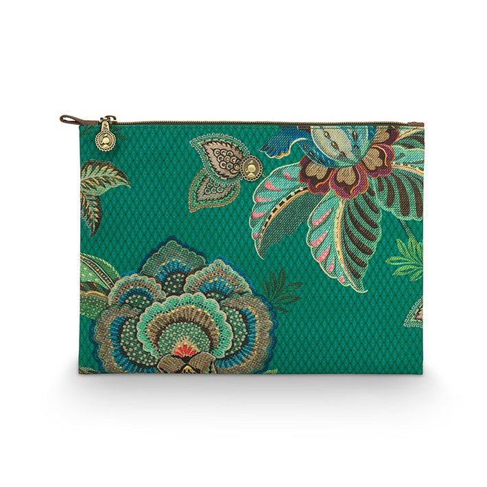 Pip Studio Toilettas Etui Flat Large Cece Fiore groen 30x22x1cm - Julien Deluxe
