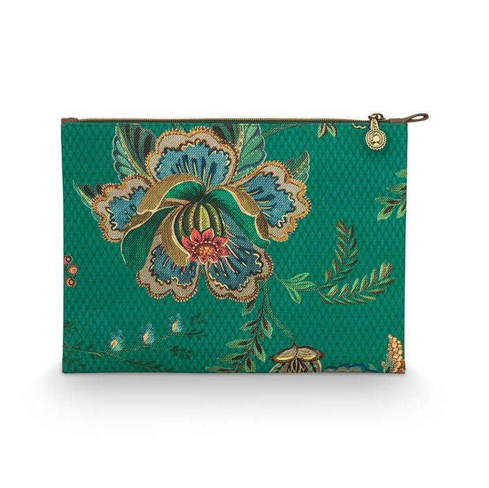 Pip Studio Toilettas Etui Flat Large Cece Fiore groen 30x22x1cm - Julien Deluxe