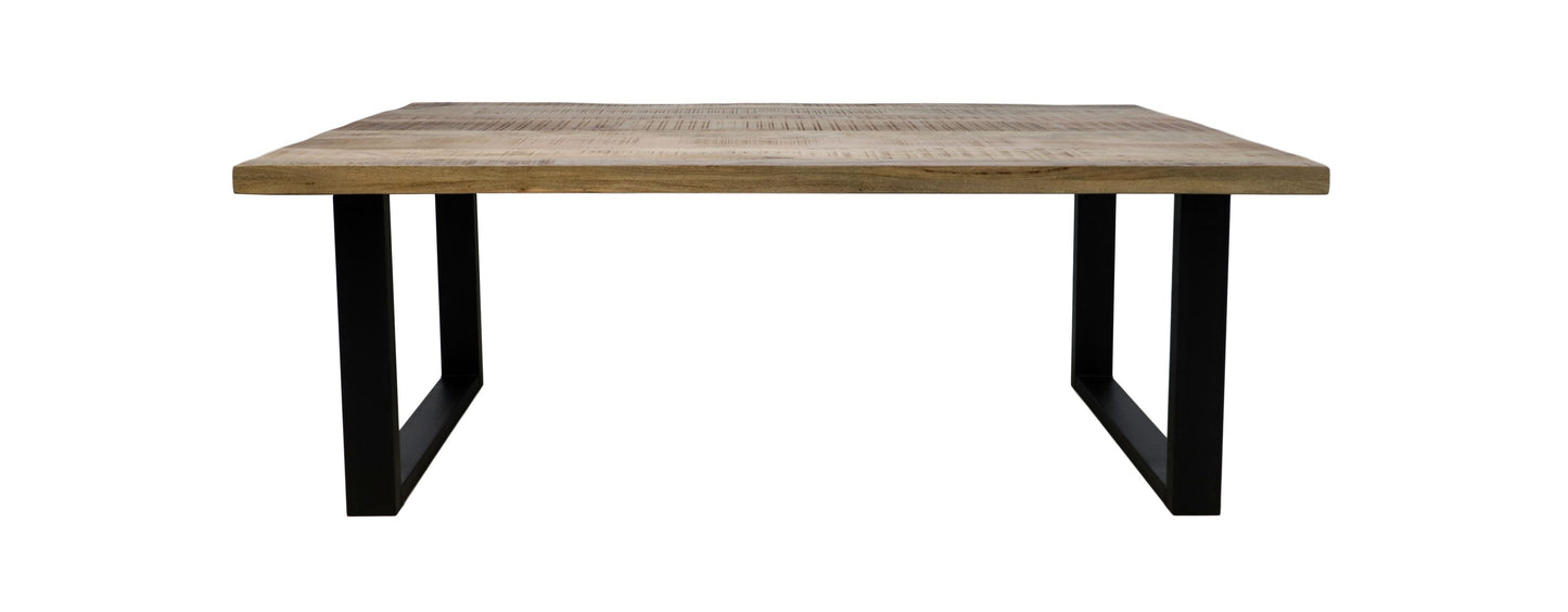 Rechthoekige eettafel Melbourne - 220x100x77 - Naturel/zwart - Mangohout/metaal