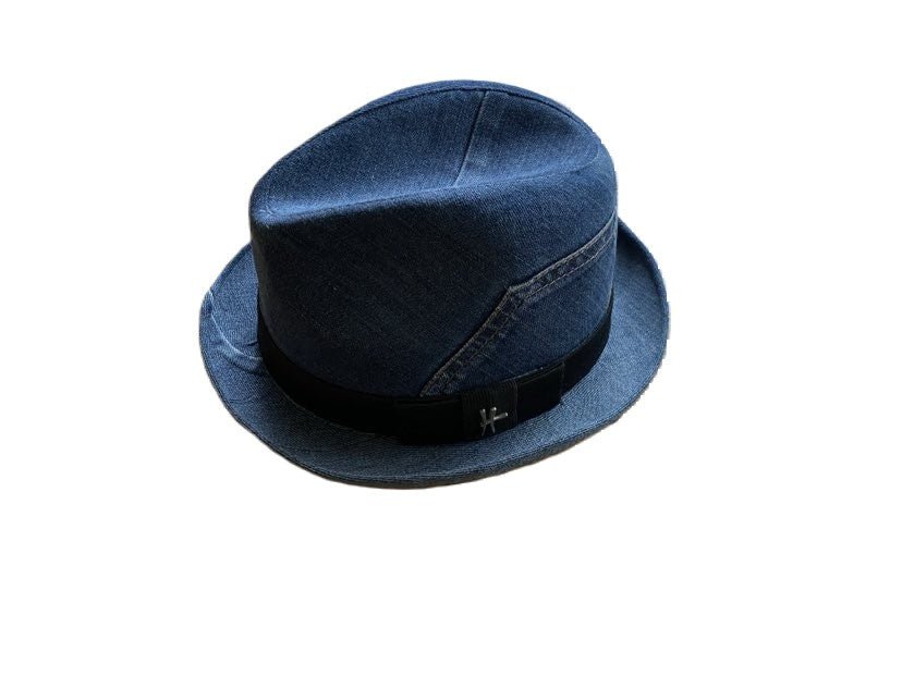 ReHats Berlin Player Hoed Lucky Dude Jeans Blauw 59cm - UNIEK EXEMPLAAR - Julien Deluxe