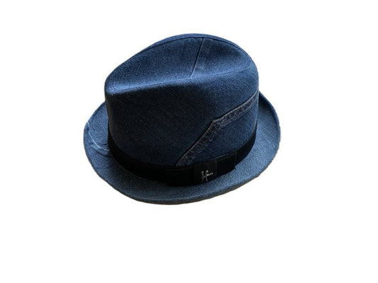 ReHats Berlin Player Hoed Lucky Dude Jeans Blauw 59cm - UNIEK EXEMPLAAR - Julien Deluxe