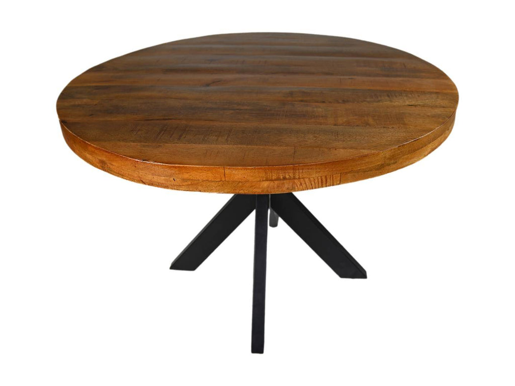 HSM Collection-Ronde Eettafel Melbourne-100x100x76-Bruin/Zwart-Mango/Metaal