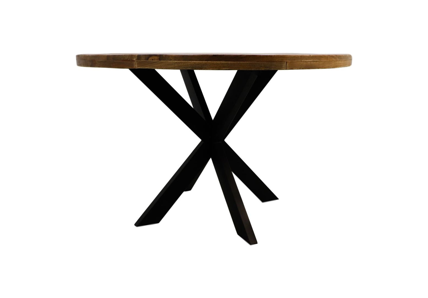 Ronde eettafel Melbourne - ø130x76 - Naturel/zwart - Mangohout/ijzer