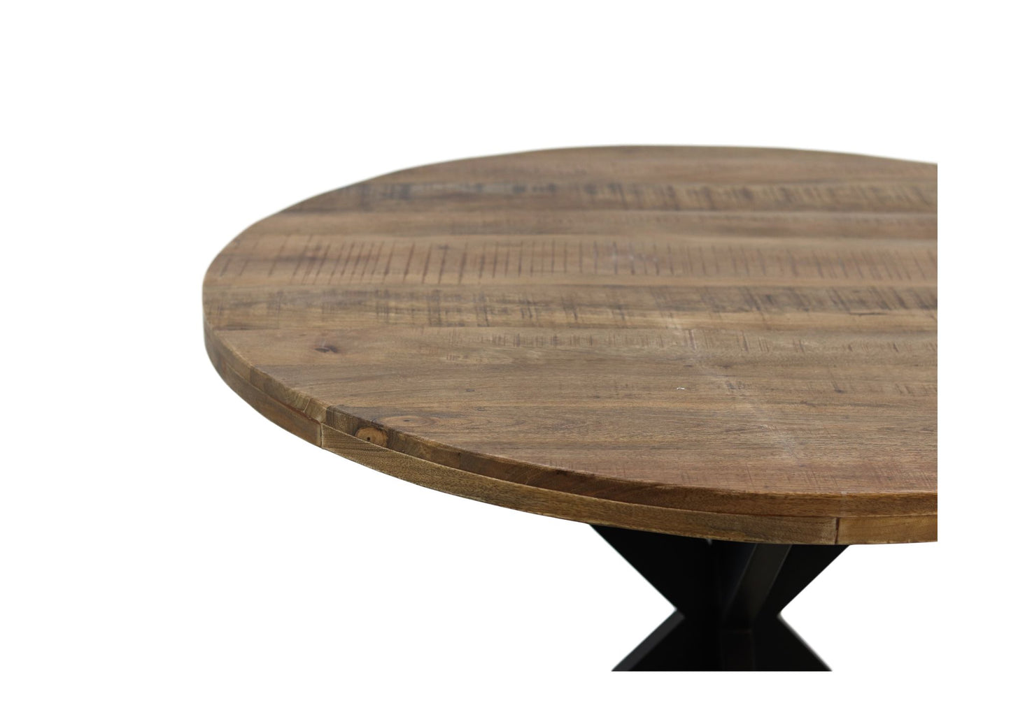 Ronde eettafel Melbourne - ø130x76 - Naturel/zwart - Mangohout/ijzer