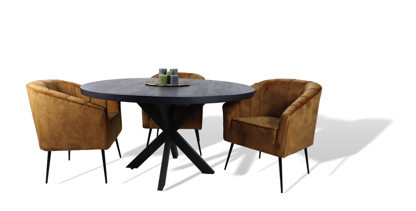 Ronde eettafel Melbourne - ø130x76 - Zwart - Mangohout/ijzer