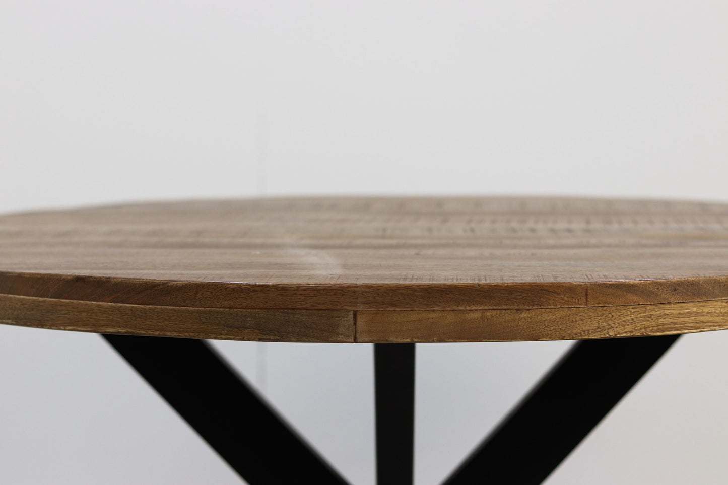 Ronde eettafel Melbourne - ø140x76 - Naturel/zwart - Mangohout/ijzer