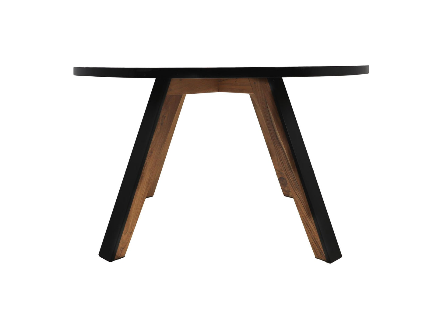 Ronde eettafel Milano - ø140x76 - Naturel/zwart - Acaciahout/metaal