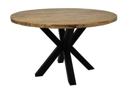 HSM Collection-Ronde Eettafel Oakland-ø150x76-Naturel/Zwart-Teak/Metaal