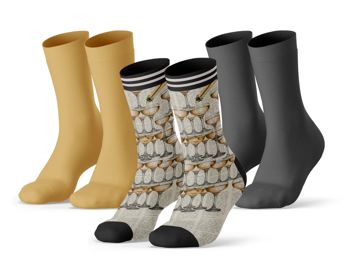 Sock My Feet Herensokken 3 - pack Sock My Bubbles - 1 print + 2 effen - Julien Deluxe