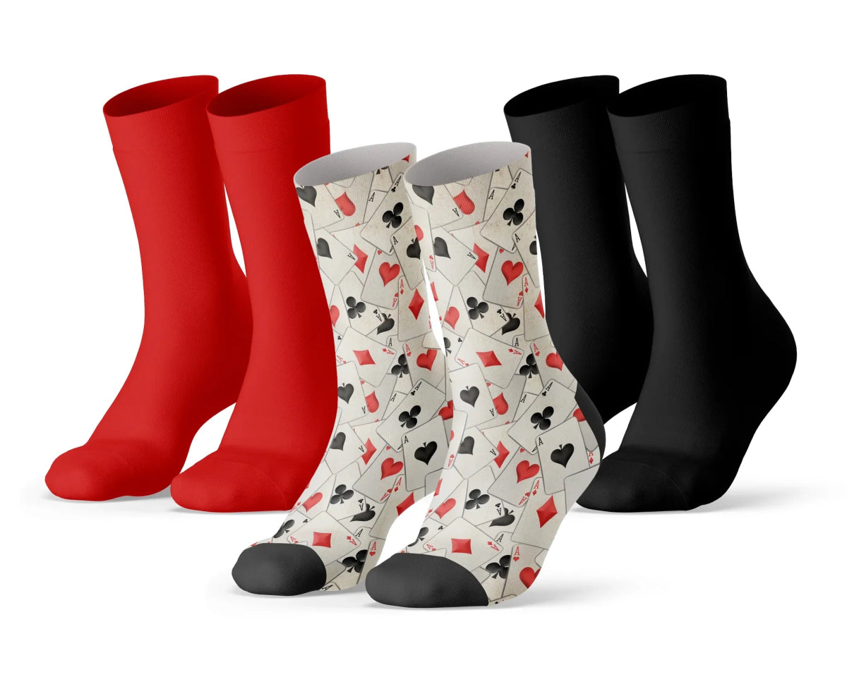 Sock My Feet Herensokken 3 - pack Sock My Cards - 1 print + 2 effen - Julien Deluxe