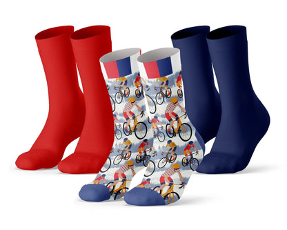 Sock My Feet Herensokken 3 - pack Sock My Tour De France - 1 print + 2 effen - Julien Deluxe