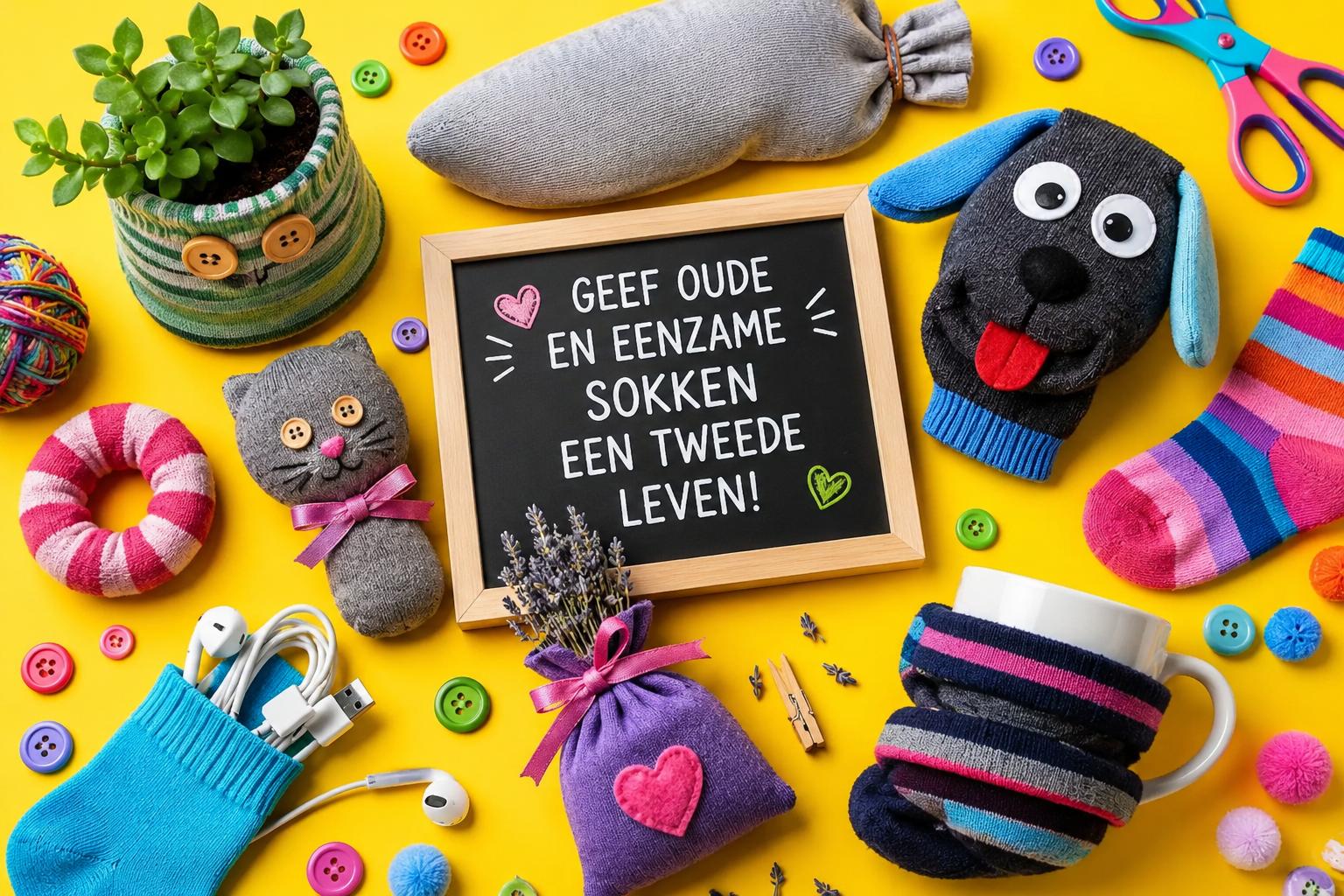 geef eenzame en oude versleten sokken een tweede leven
