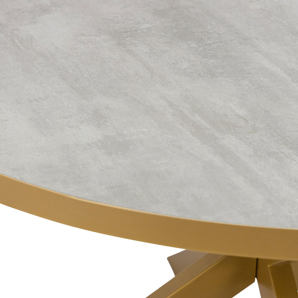 Stalux Ronde eettafel 'Daan' 120cm, kleur goud / beton