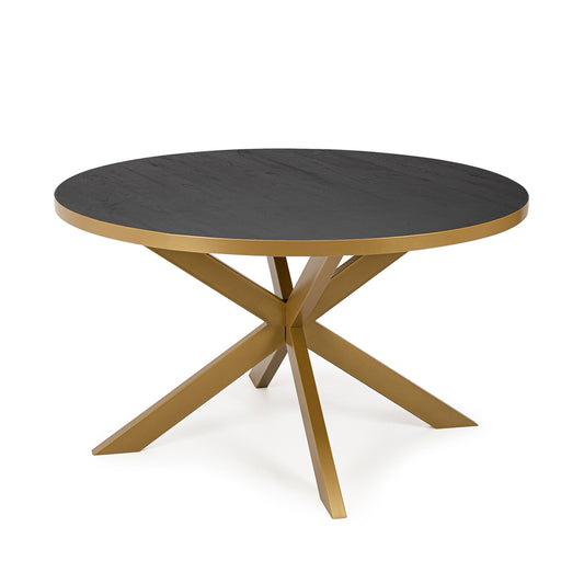 Stalux Ronde eettafel 'Daan' 120cm, kleur goud / zwart eiken