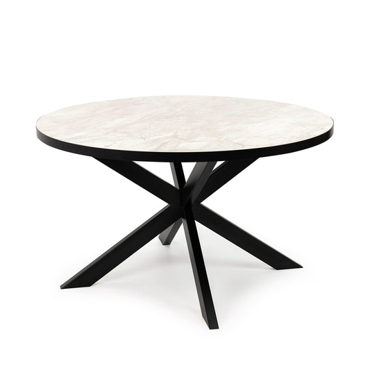 Stalux Ronde eettafel 'Daan' 120cm, kleur zwart / wit marmer