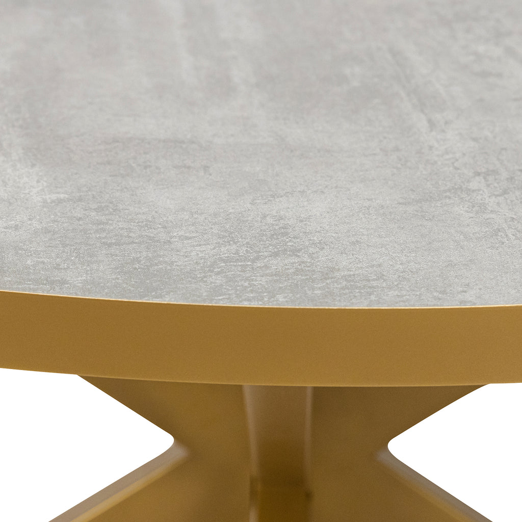 Stalux Ronde eettafel 'Daan' 148cm, kleur goud / beton