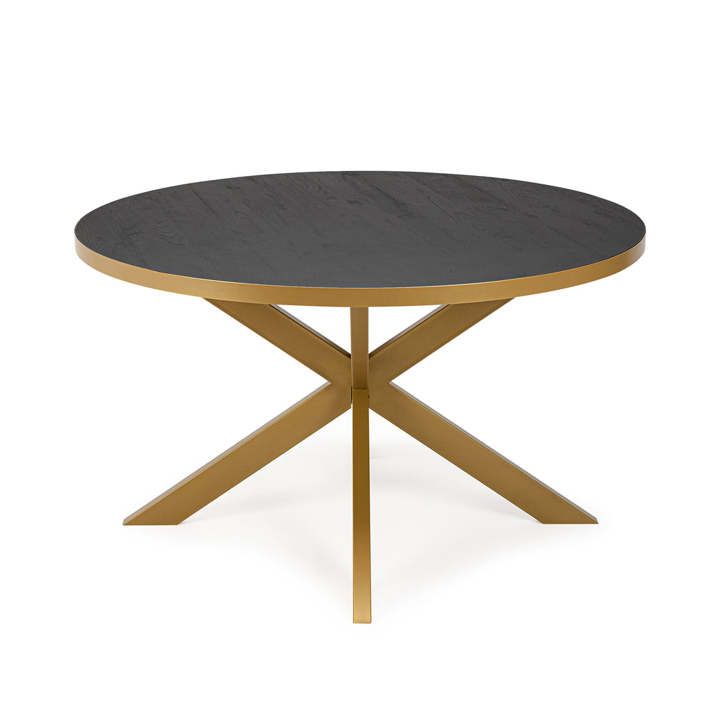 Stalux Ronde eettafel 'Daan' 148cm, kleur goud / zwart eiken