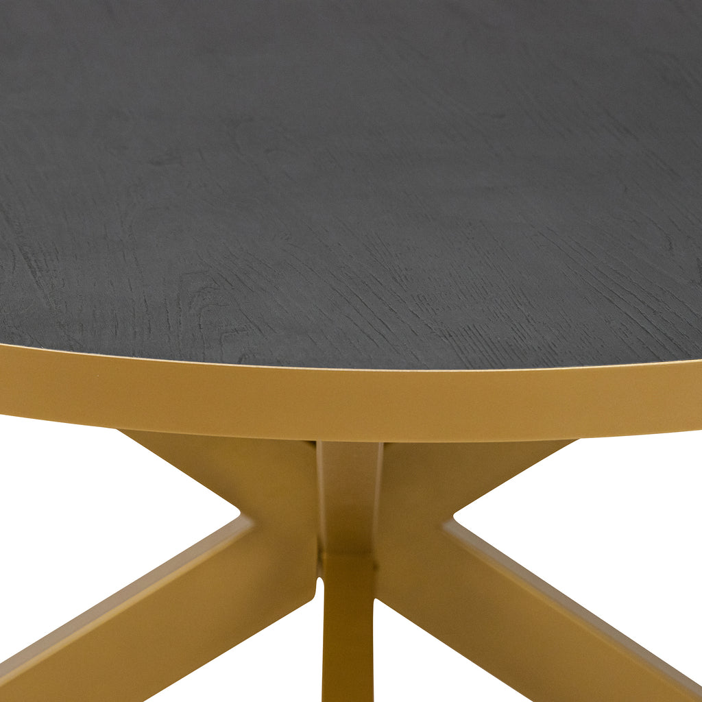 Stalux Ronde eettafel 'Daan' 148cm, kleur goud / zwart eiken