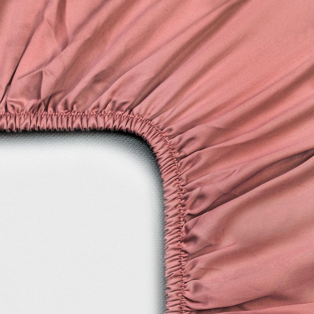 Tencel fitted sheet (160x200) terra rose