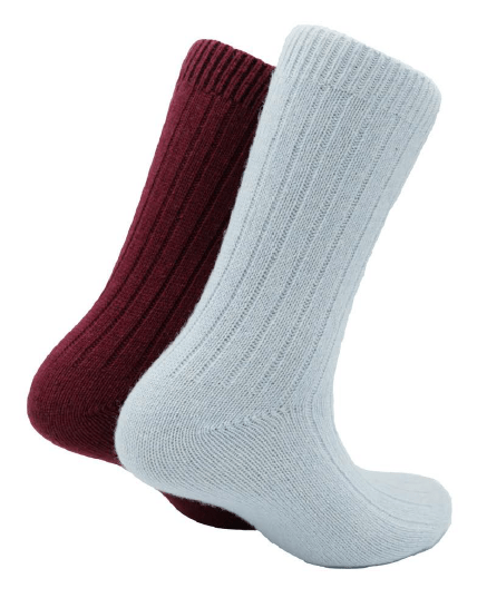 The Sockmaker Damessok Merinowol Cashmere lichtblauw bordeaux M36 - 41 - Julien Deluxe