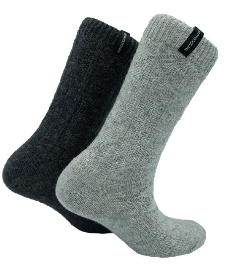 The Sockmaker Damessok Wol kabelpatroon lichtgrijs donkergrijs M36 - 41 - Julien Deluxe