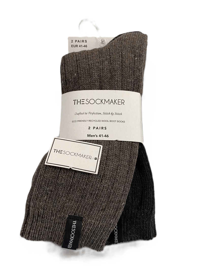 The Sockmaker Herensokken Wol Effen 2 paar Gestreept patroon Donkerbruin - Donkergroen - Julien Deluxe