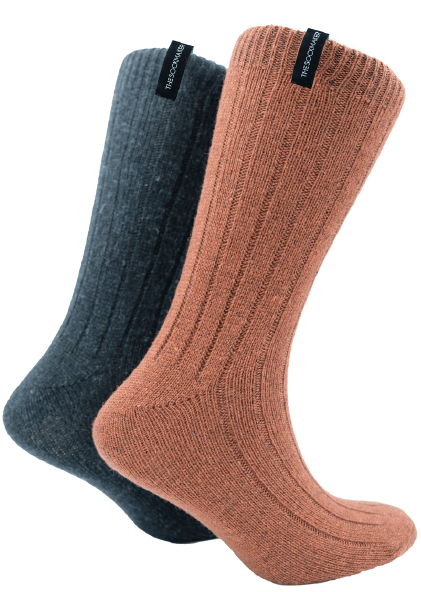 The Sockmaker Herensokken Wol Effen 2 paar Gestreept patroon Donkergrijs - Roestbruin - Julien Deluxe