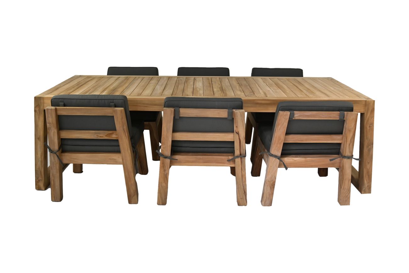 Tuinset New Aruba - 260x100x76 - Naturel/grijs - Teak