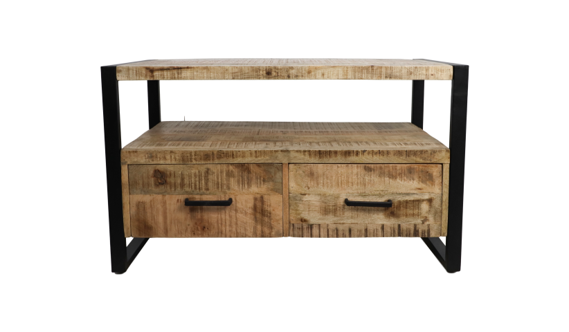 HSM Collection-Tv Meubel Havana 2 La-100x45x60-Naturel/Zwart-Mango/Metaal