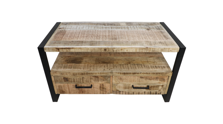 HSM Collection-Tv Meubel Havana 2 La-100x45x60-Naturel/Zwart-Mango/Metaal