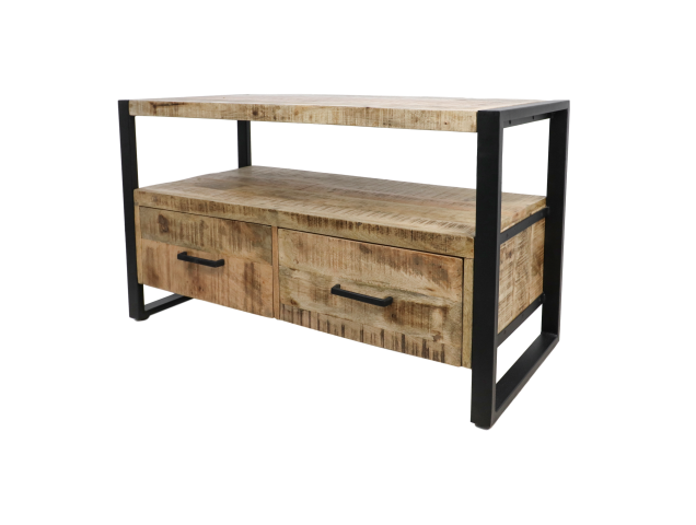 HSM Collection-Tv Meubel Havana 2 La-100x45x60-Naturel/Zwart-Mango/Metaal