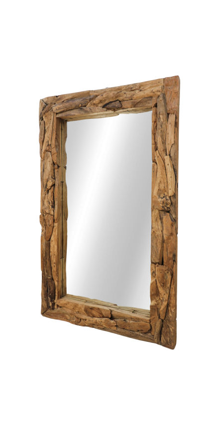 HSM Collection-Rechthoekige Spiegel Root-180x7-9x90-Naturel-Teak