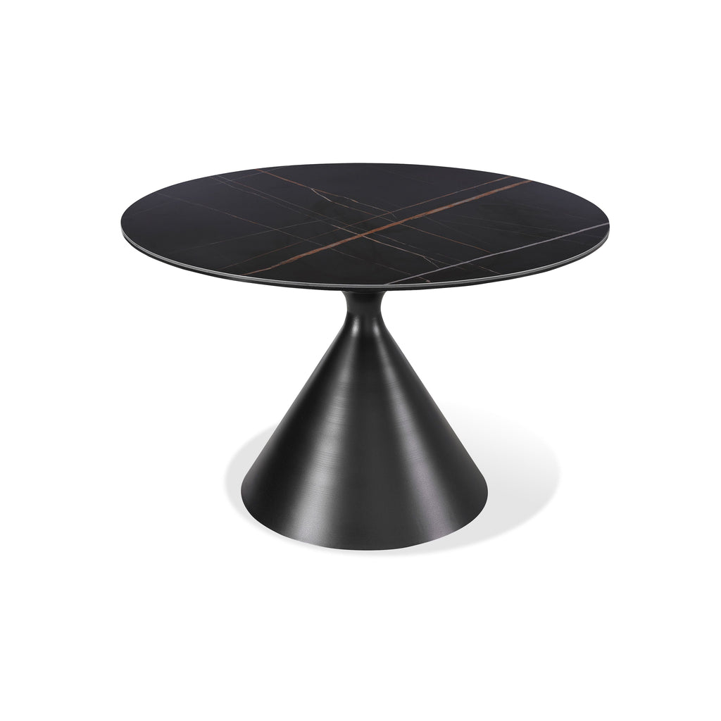 Winston Stone Top Metal Base Ronde Eettafel in Zwart