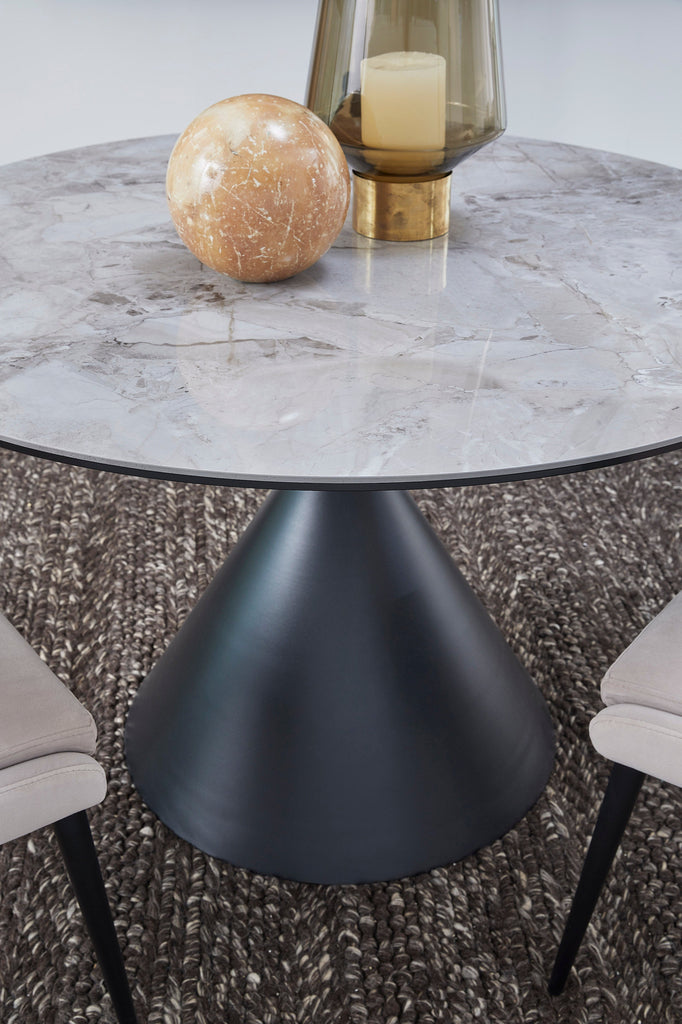 Winston Stone Top Metal Base Ronde Eettafel in Grigio