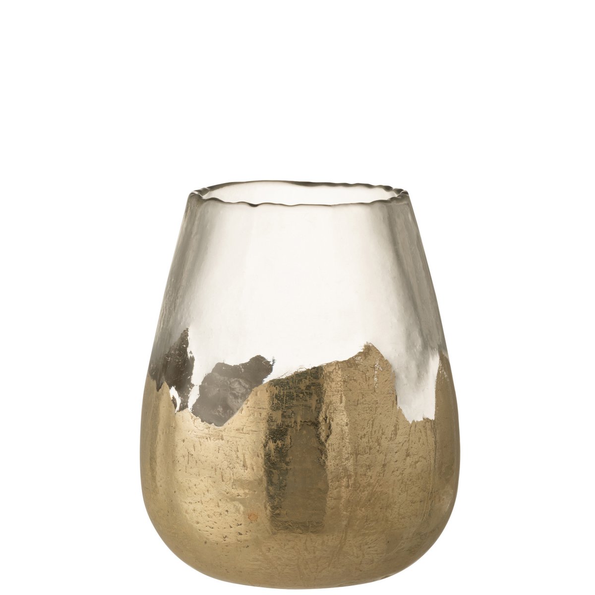 J-Line Theelichthouder Zoe Rond Glas Goud Large