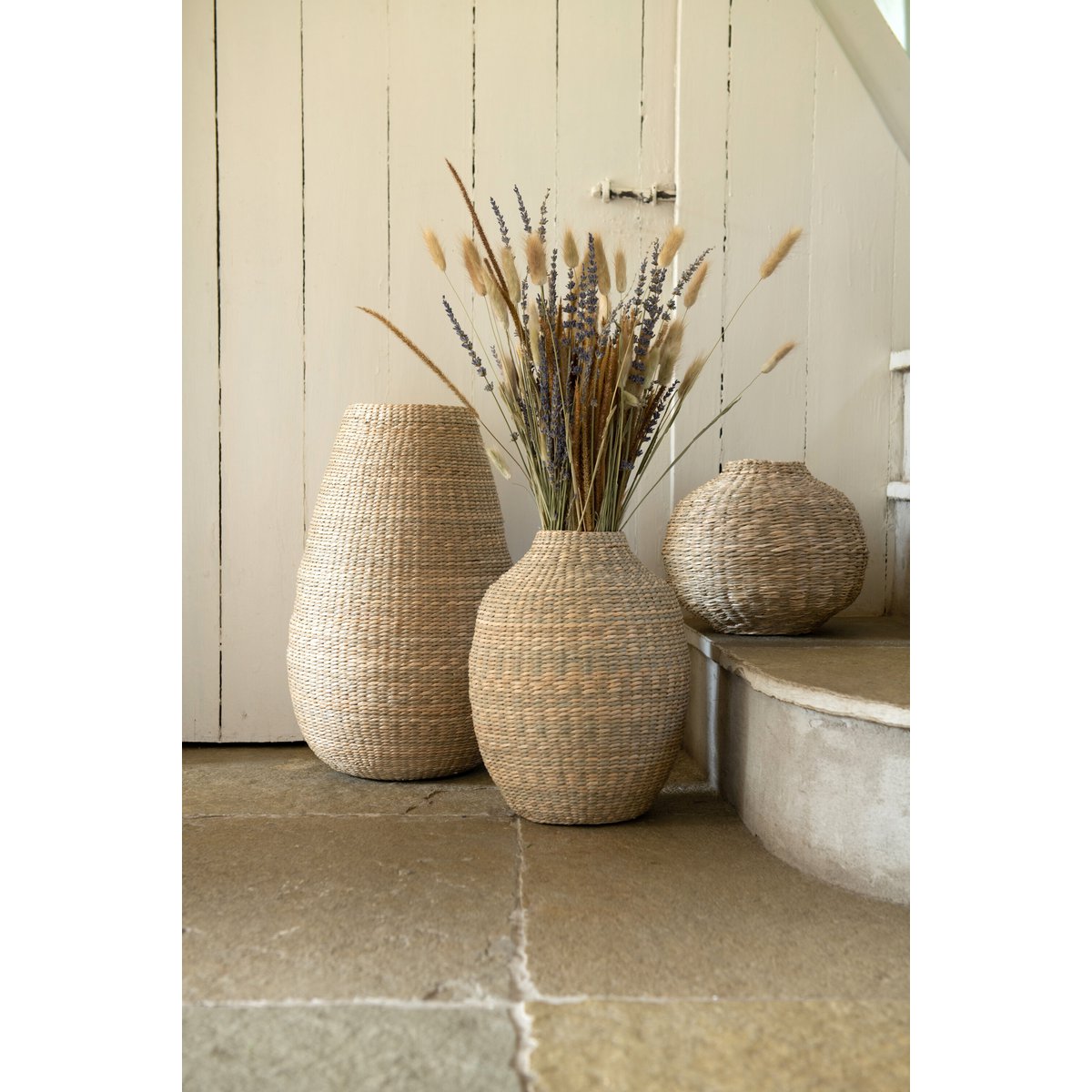 J-Line Vaas Large Decoratief Zeegras/Bamboe Naturel - 46 cm hoog