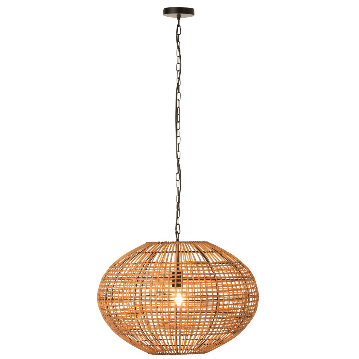 J-Line Rattan hanglamp - jute - naturel - woonaccessoires