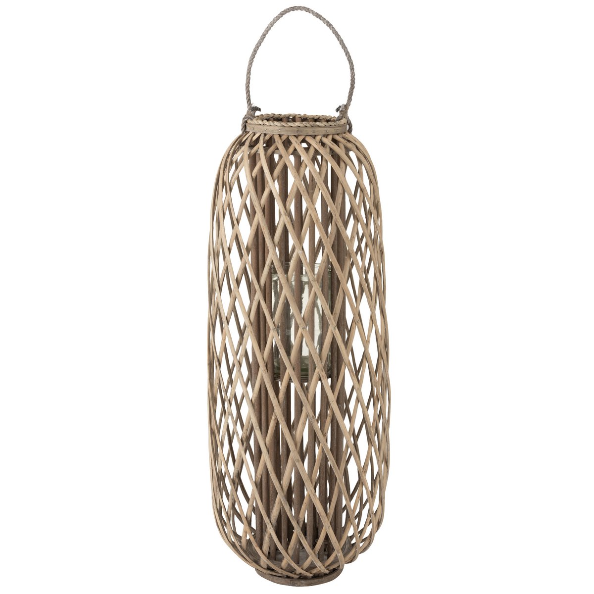 J-Line Lantaarn Willow Hout Grijs Large