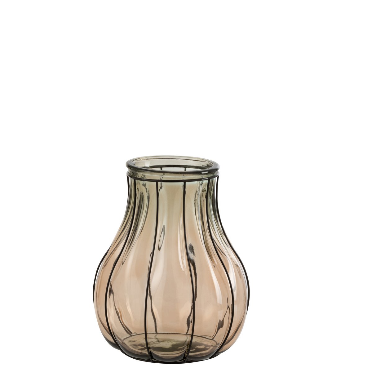 J-Line Vaas Fusion Glas/Metaal Taupe Small - 30 cm hoog