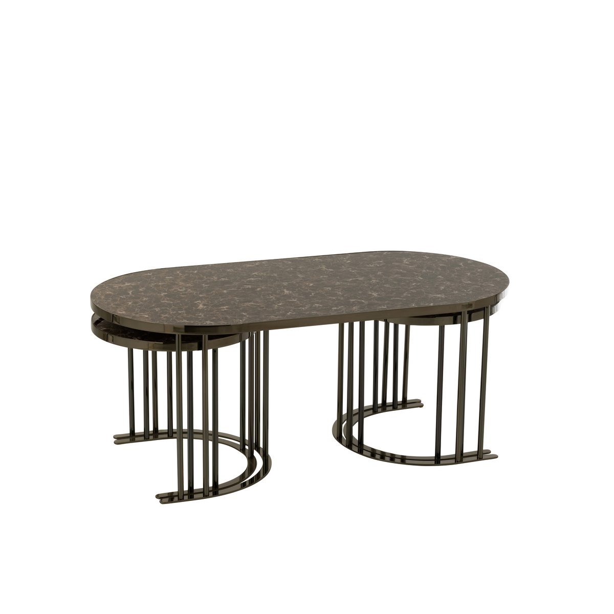 J-Line Set Van 3 Salontafels   Zilver/Bruin Metaal/Mdf - 120.00 x 60.00 x 48.00 cm