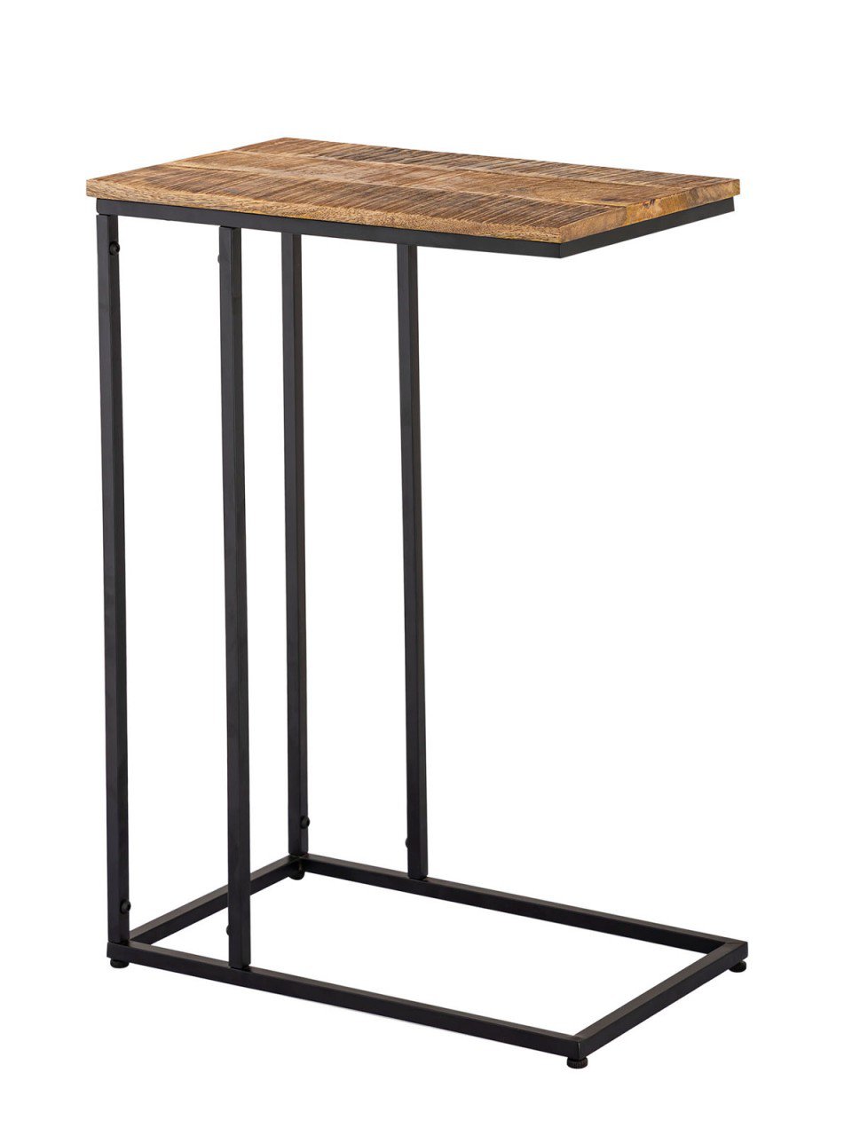 Bijzettafel hout 25x60x40cm duurzame banktafel laptoptafel C-tafel Toronto metalen frame