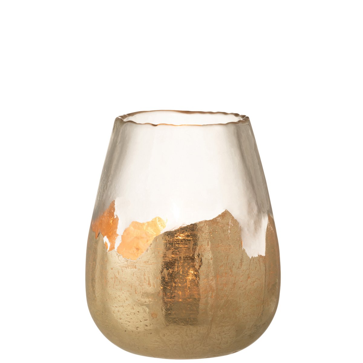 J-Line Theelichthouder Zoe Rond Glas Goud Large