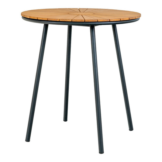 Cleveland Café Table - Café Table, teak tafelblad, naturel, zwarte poten, ø70x74 cm