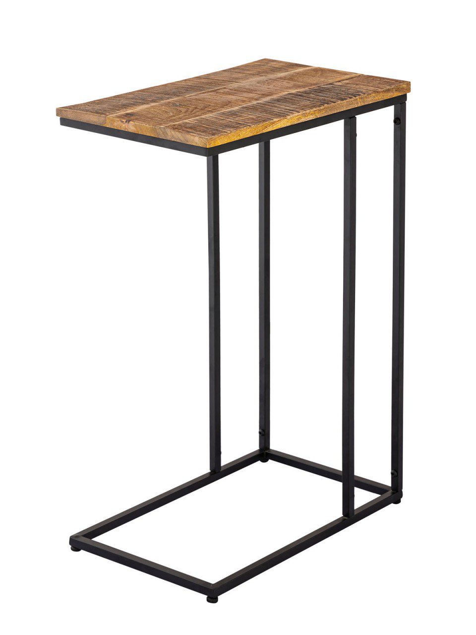 Bijzettafel hout 25x60x40cm duurzame banktafel laptoptafel C-tafel Toronto metalen frame