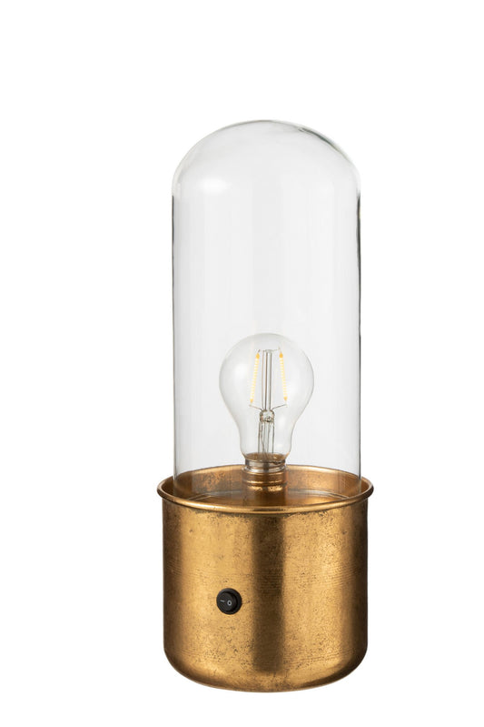 J-Line Tafellamp Antiek Led Glas/Zink Goud Small