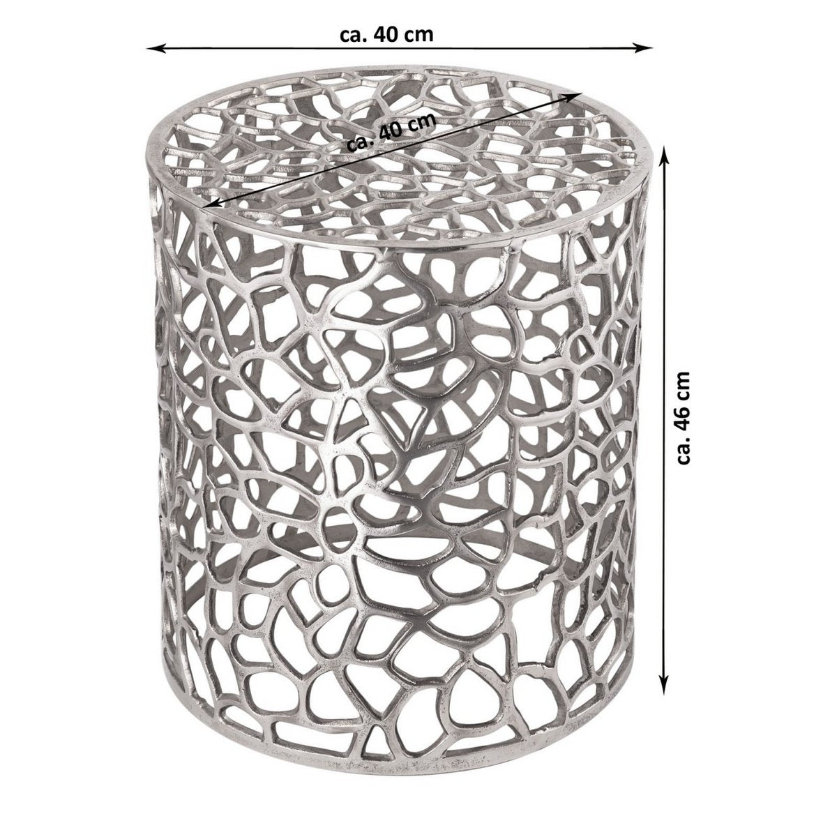 Bijzettafel metalen siertafel ø 40 x 45 cm rond Agadir zilver of goud aluminium koraal design