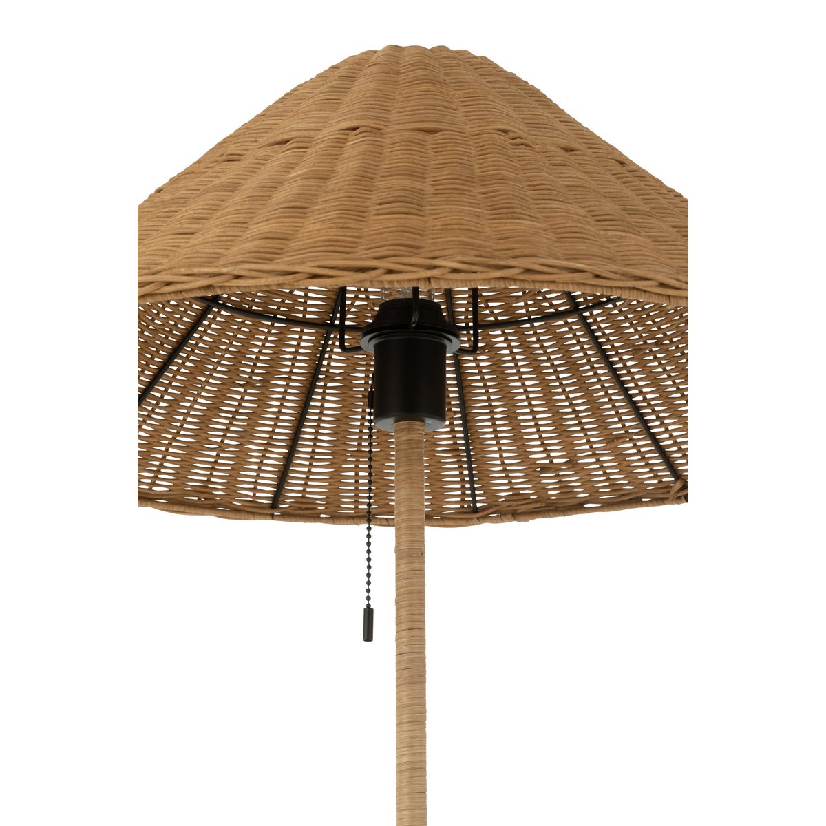 J-Line Staande Lamp Metaal/Rattan Zwart/Naturel