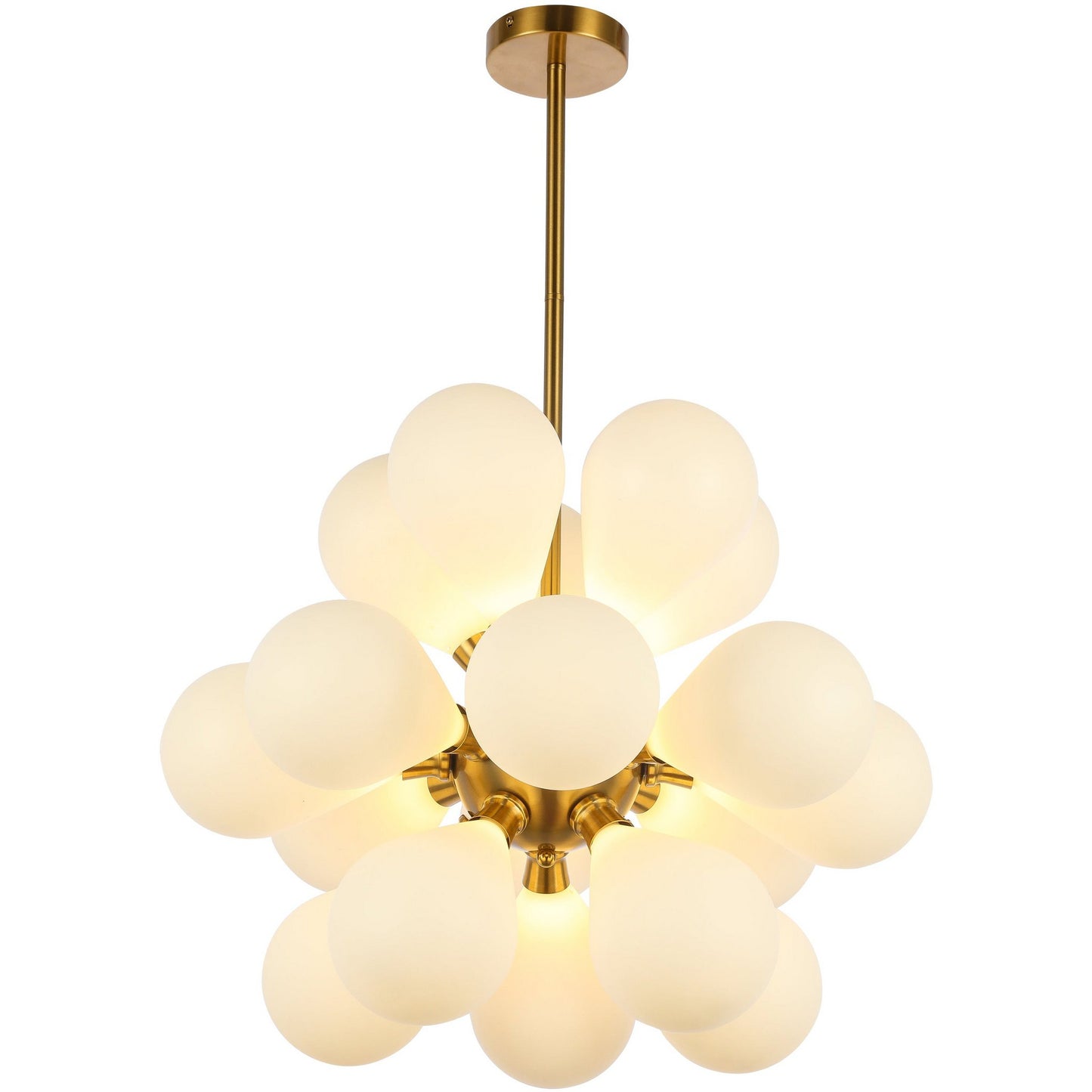 Hanglamp Ellen Gold Frosted White Glass.